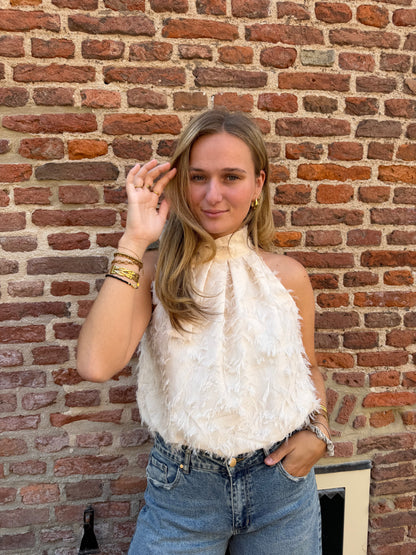 Top Halter Feather Offwhite voor dames