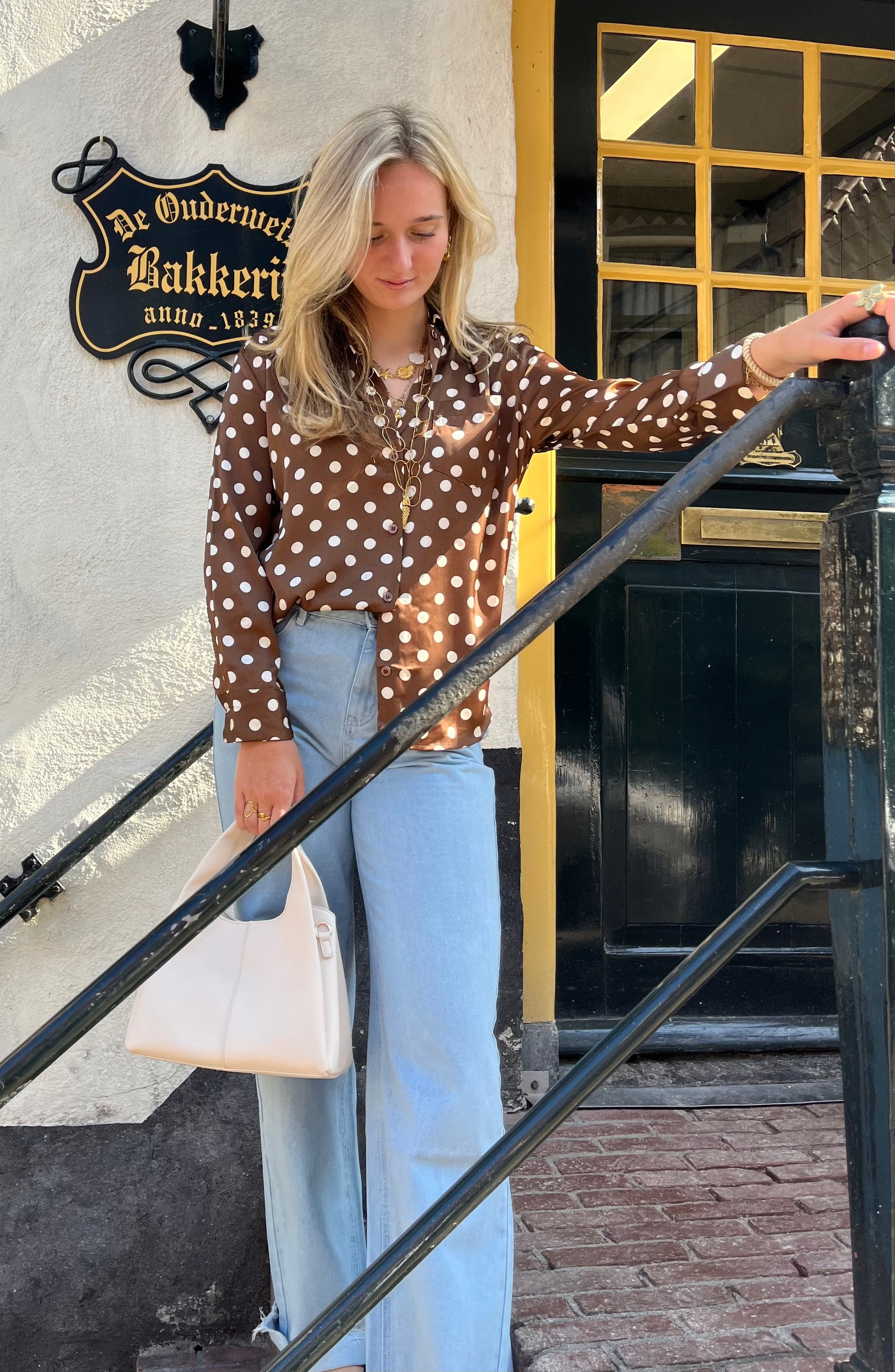 Blouse Dot Bruin voor dames 