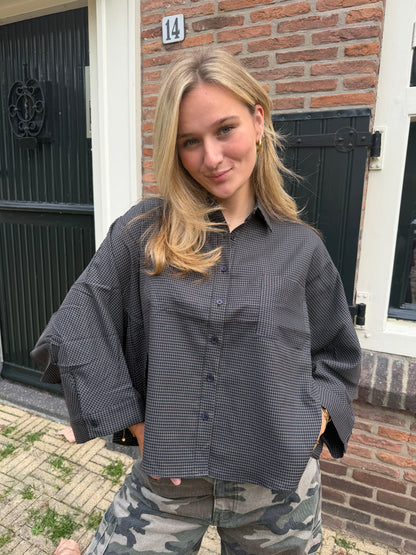 Blouse Sharon Check Navy voor dames