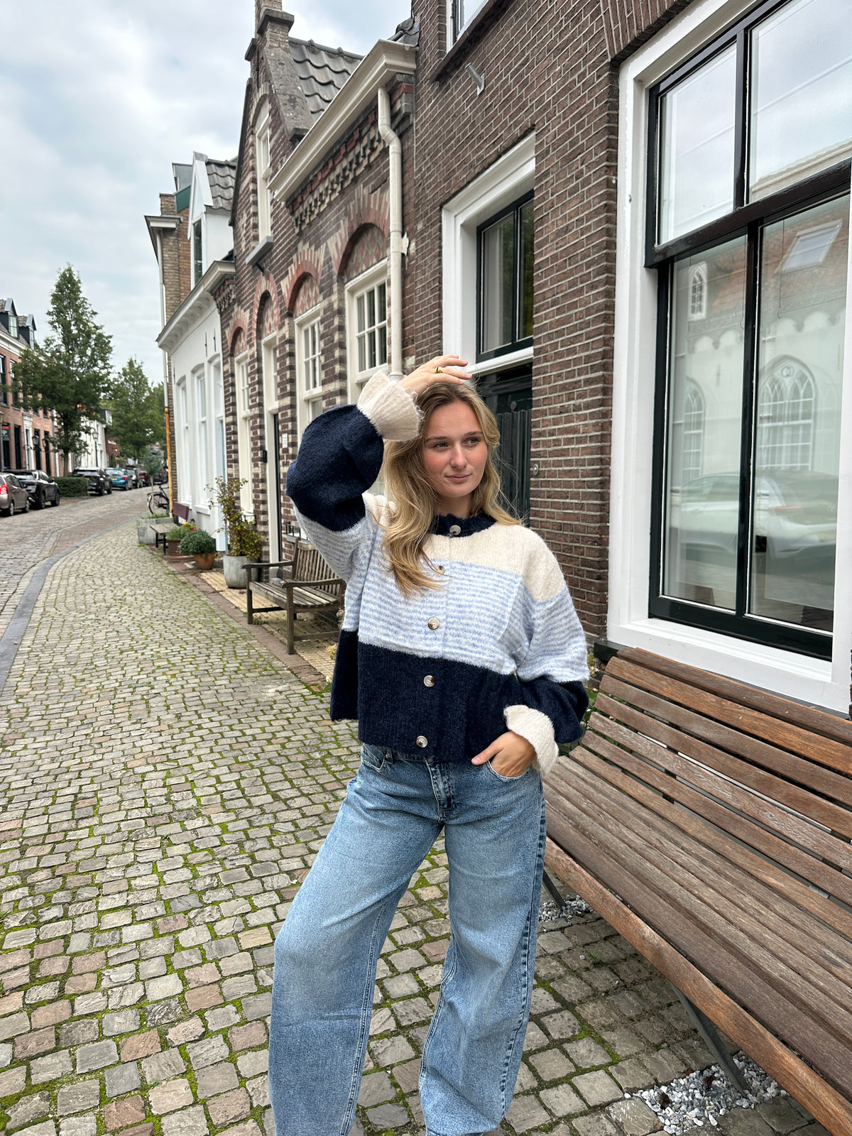 Cardigan Lissa Stripe Blue voor dames