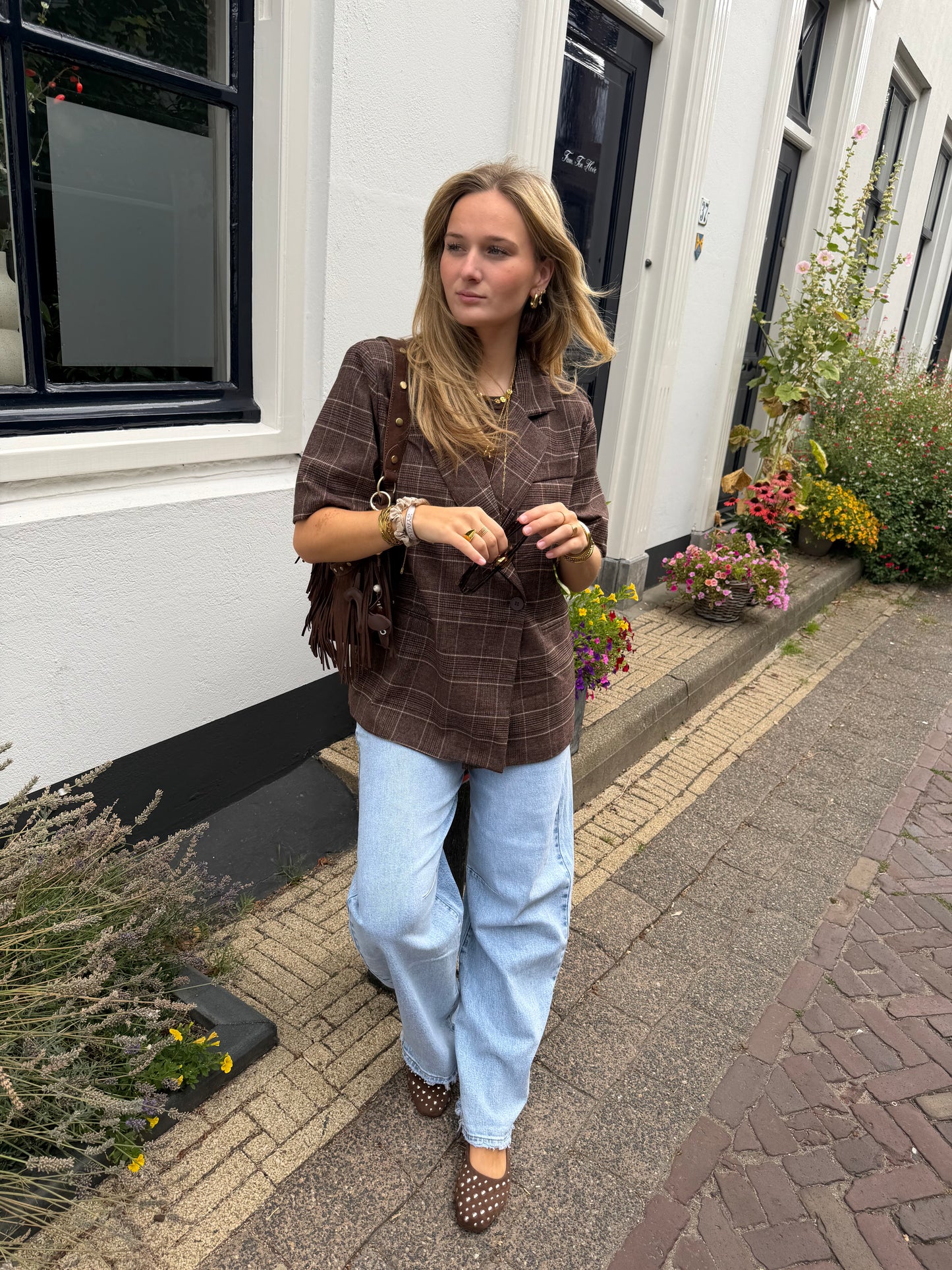 Blazer Levy Check Brown voor dames