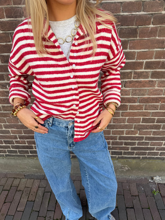 Cardigan Veerle Stripe Red voor dames