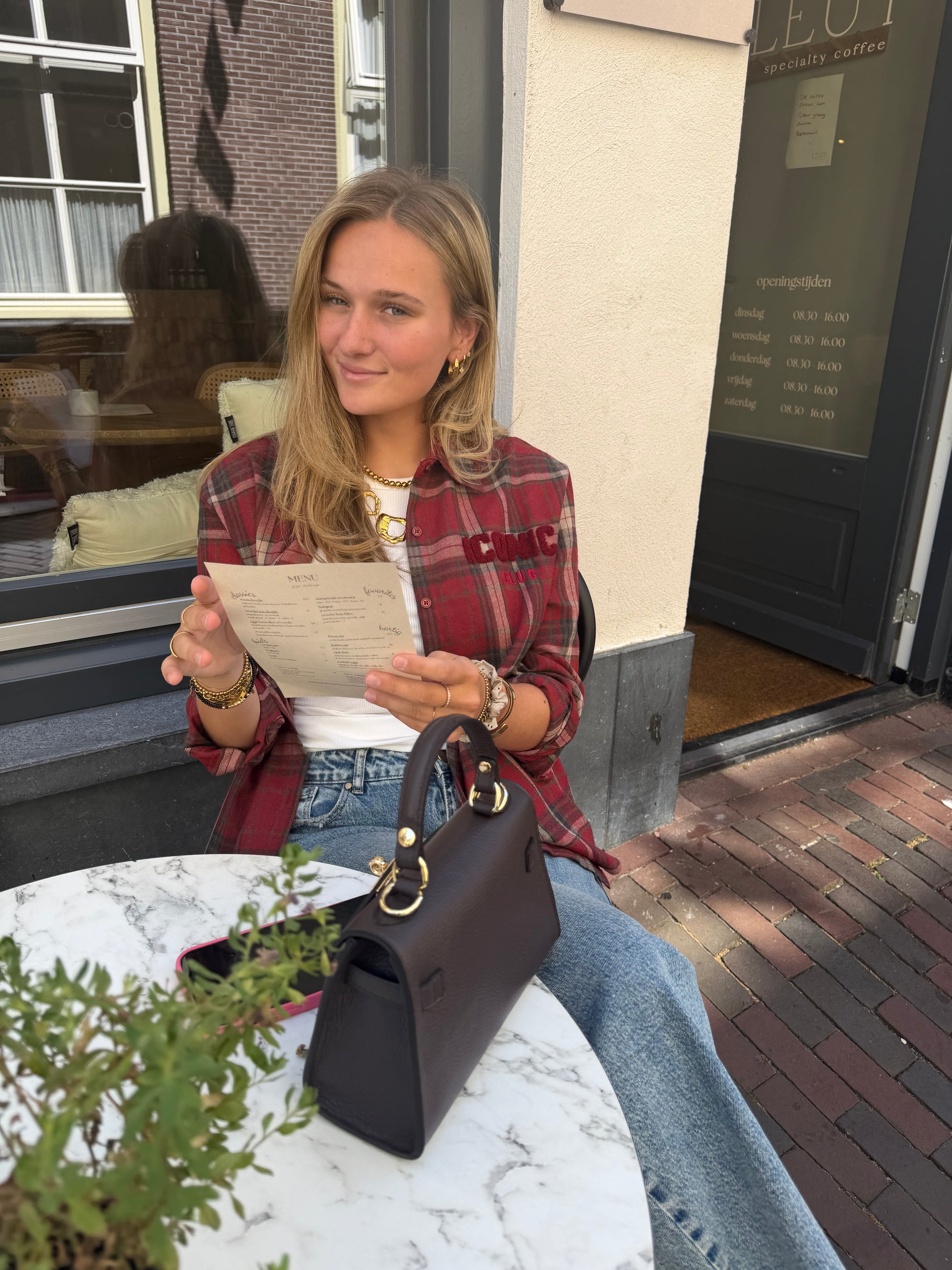 Blouse Iconic Check Bordeaux voor dames