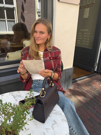 Blouse Iconic Check Bordeaux voor dames