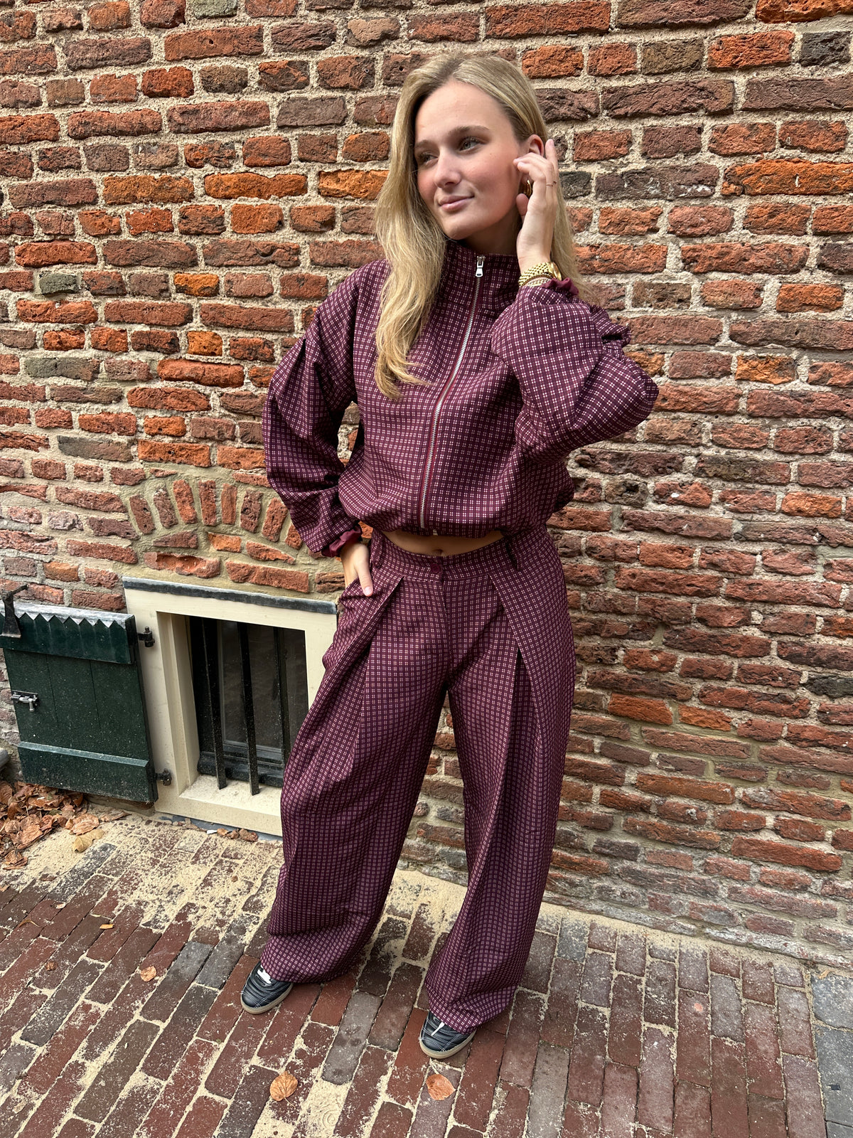 Jacket Julia Check Bordeaux voor dames