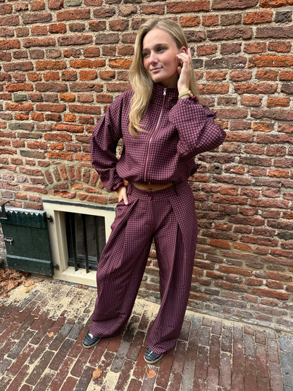 Jacket Julia Check Bordeaux voor dames