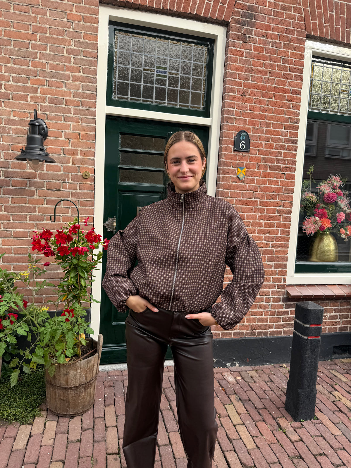 Jacket Julia Check Brown voor dames
