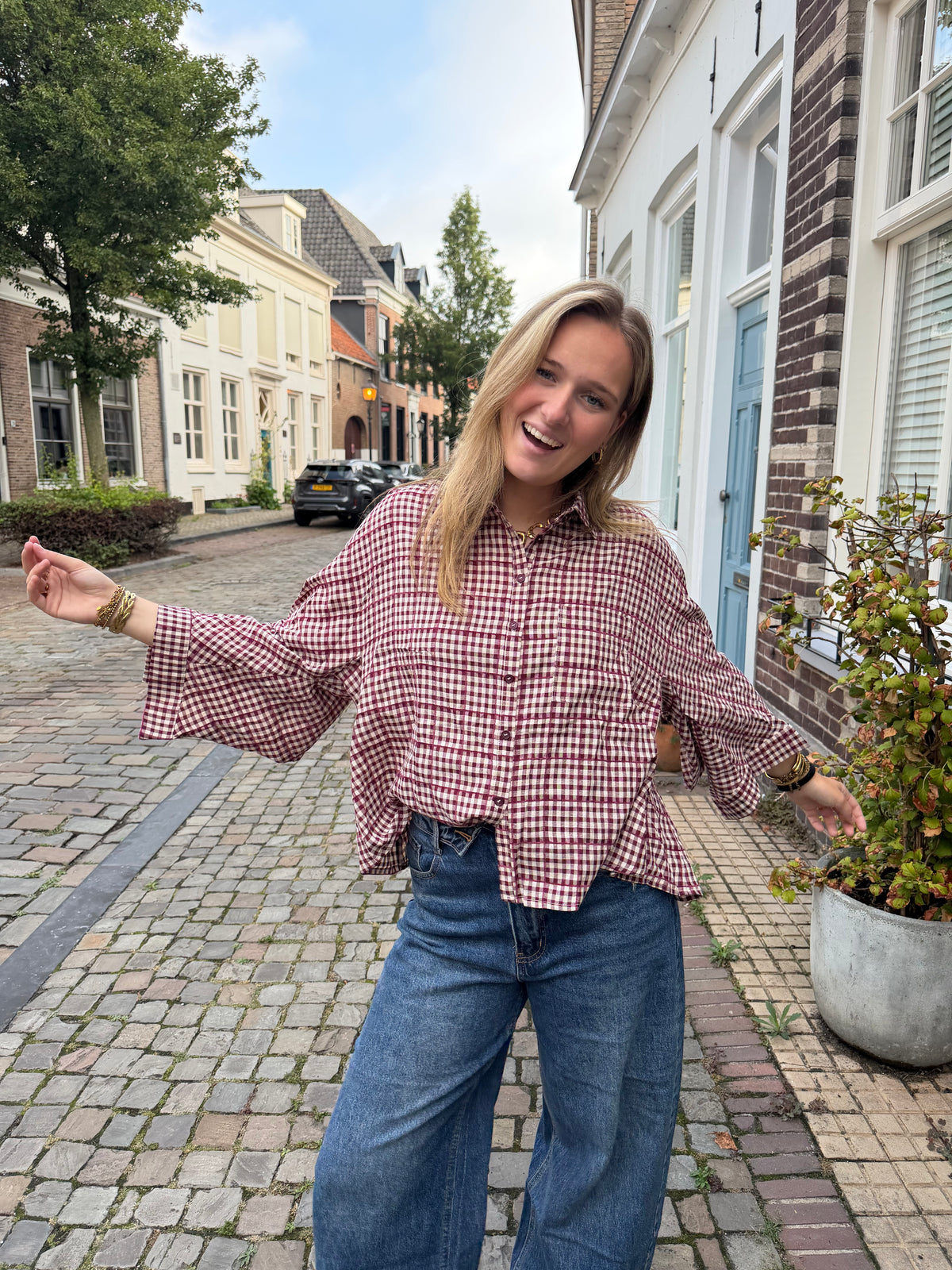 Blouse Riley Check Red voor dames