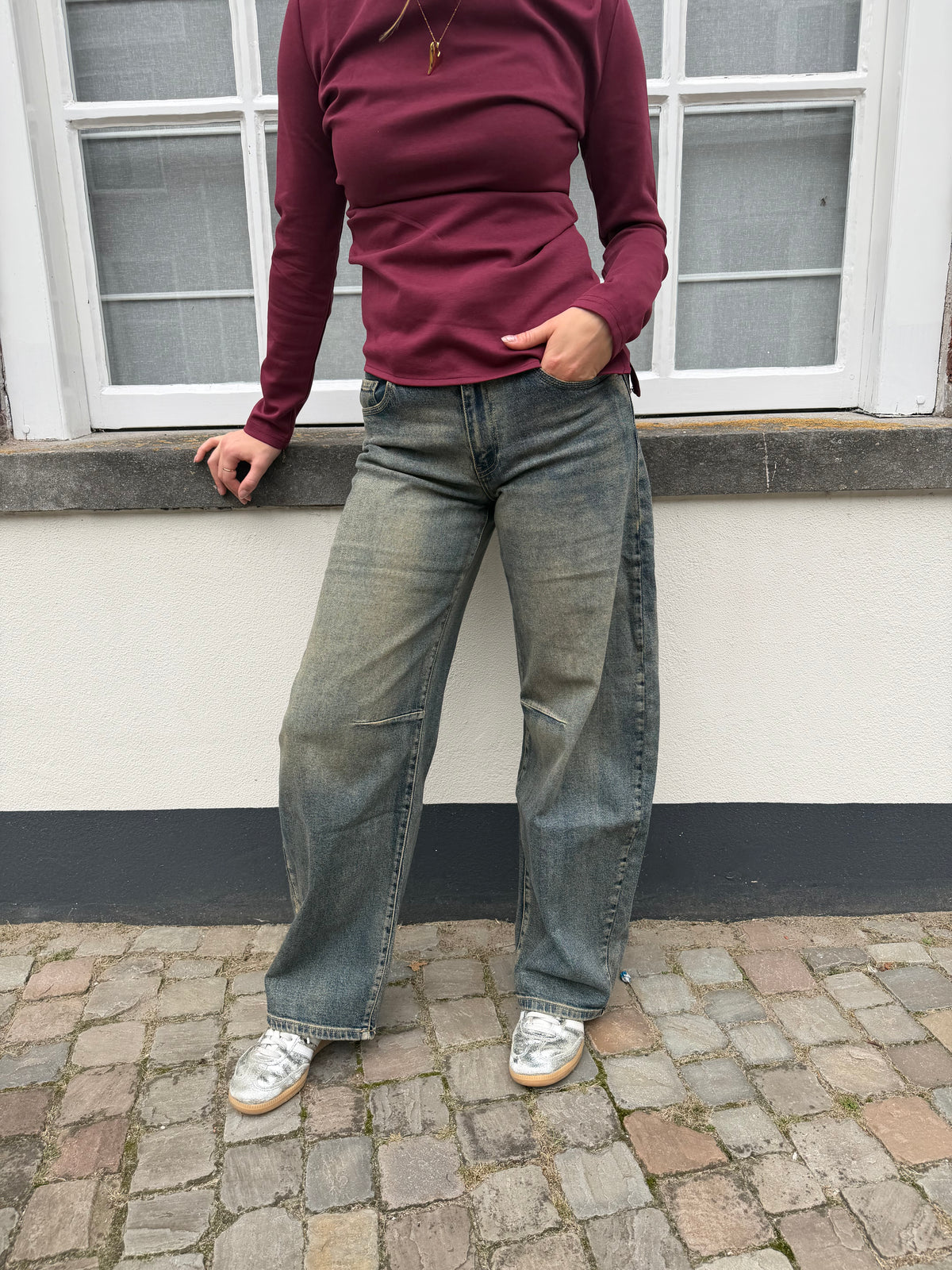 Jeans Elles Balloon Washed Blue voor dames