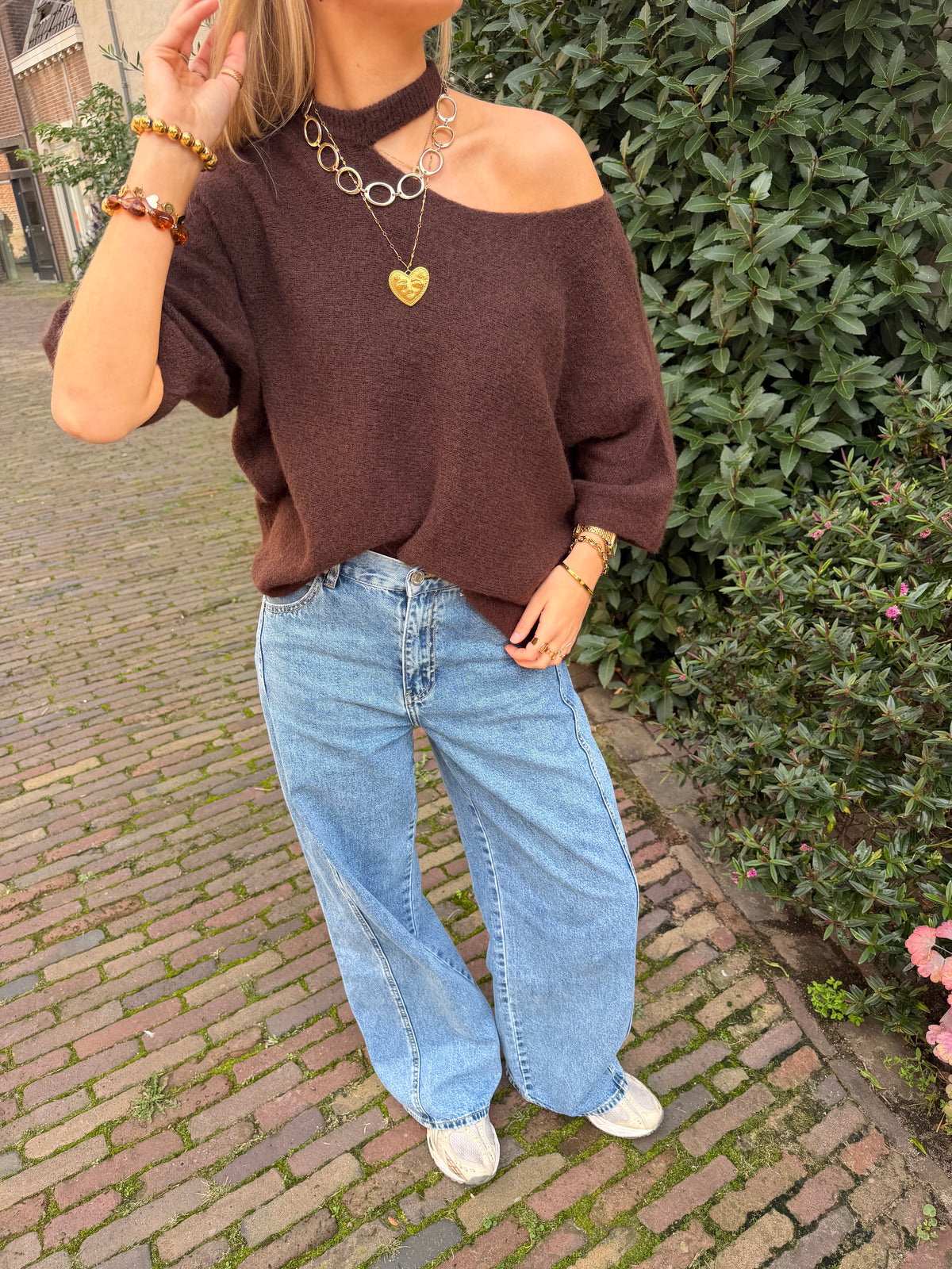 Knit Fleur Choker Brown voor dames