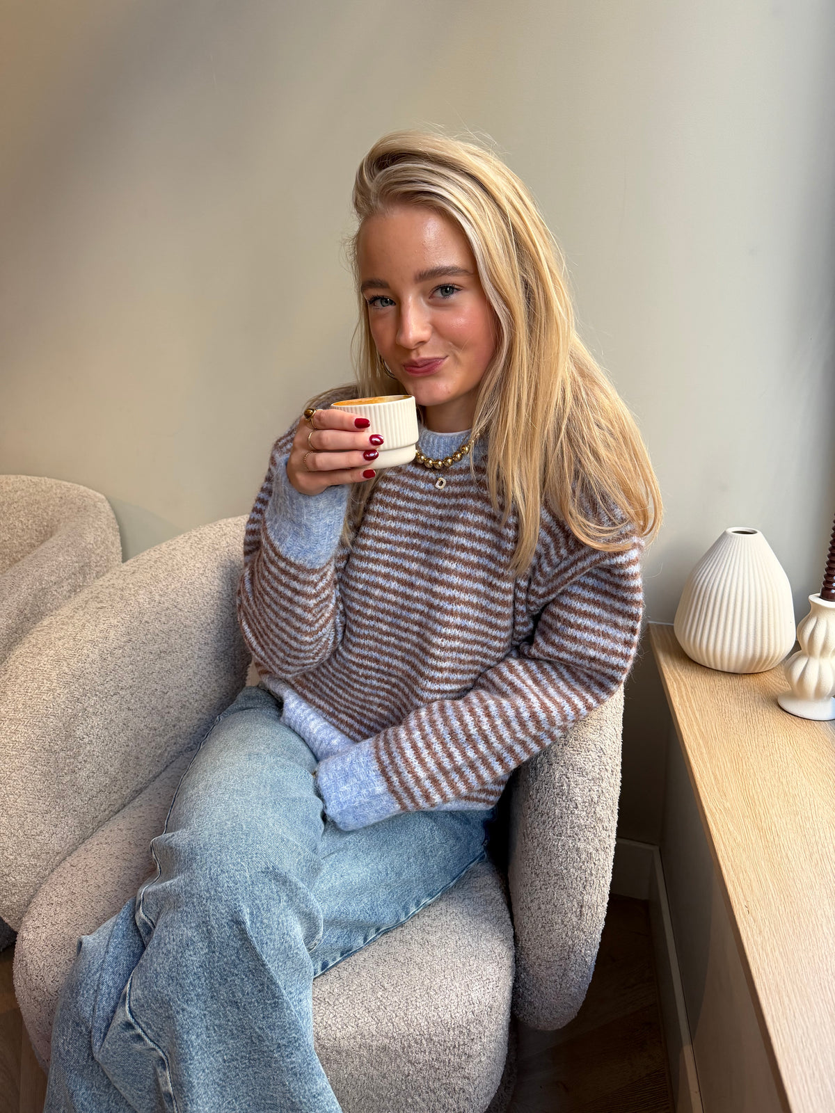 Knit Tina Stripe Blue voor dames