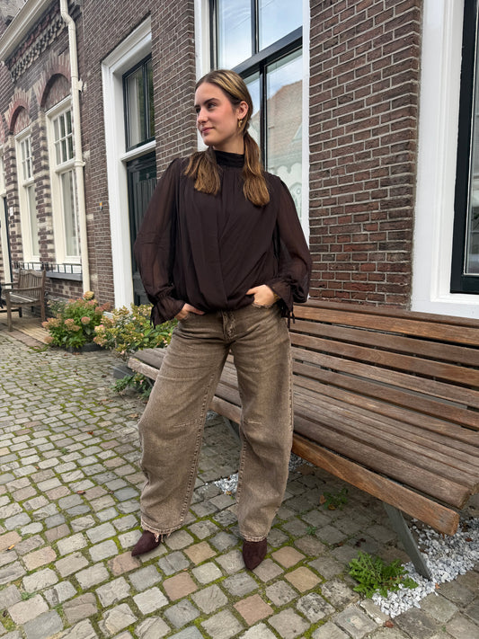 Jeans Elles Balloon Grey Brown voor dames