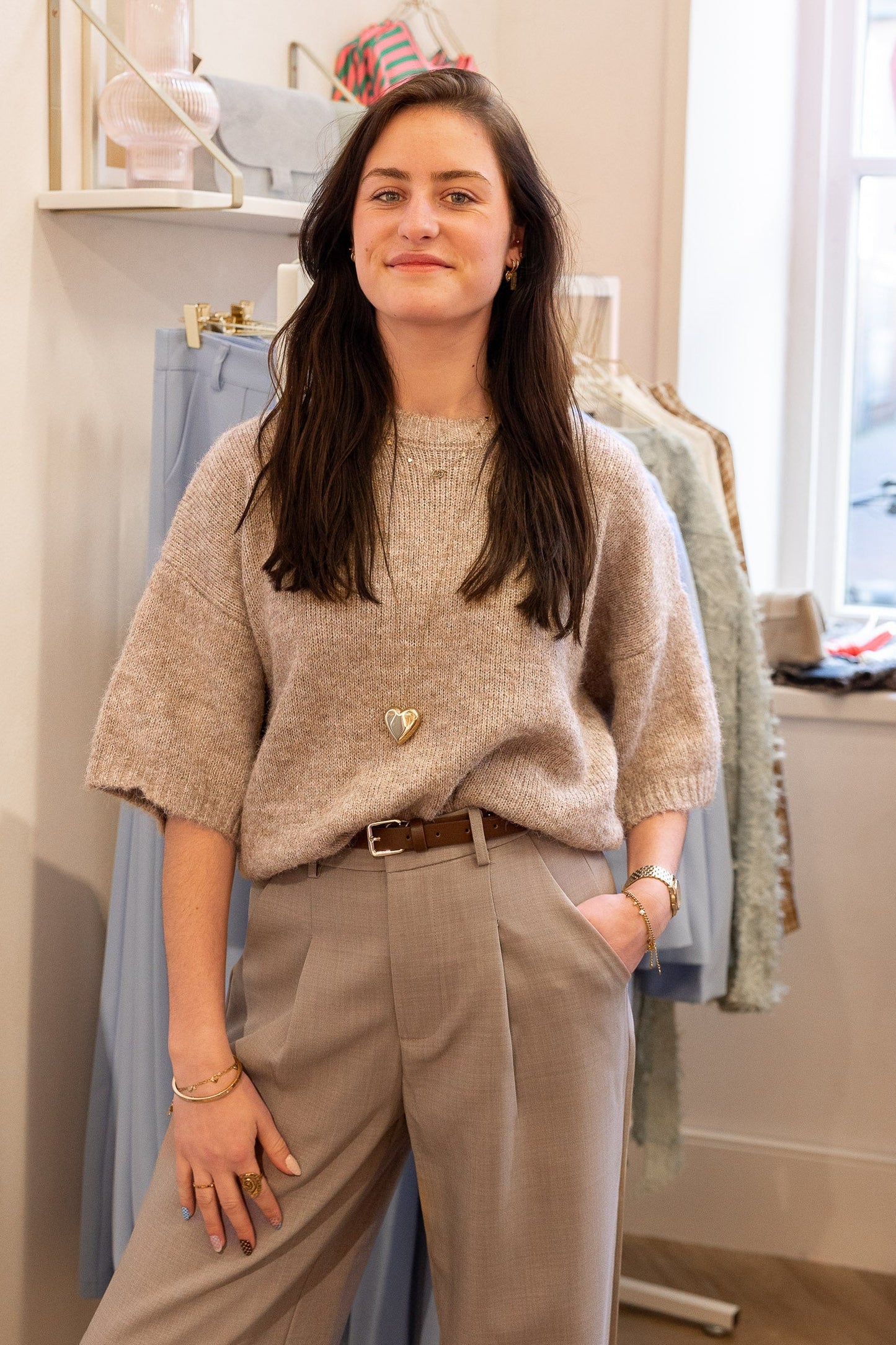 Trui Lilian Taupe voor dames