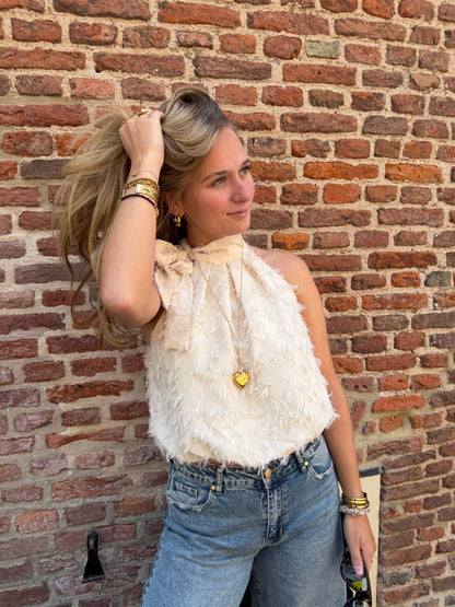 Top Halter Feather Offwhite voor dames