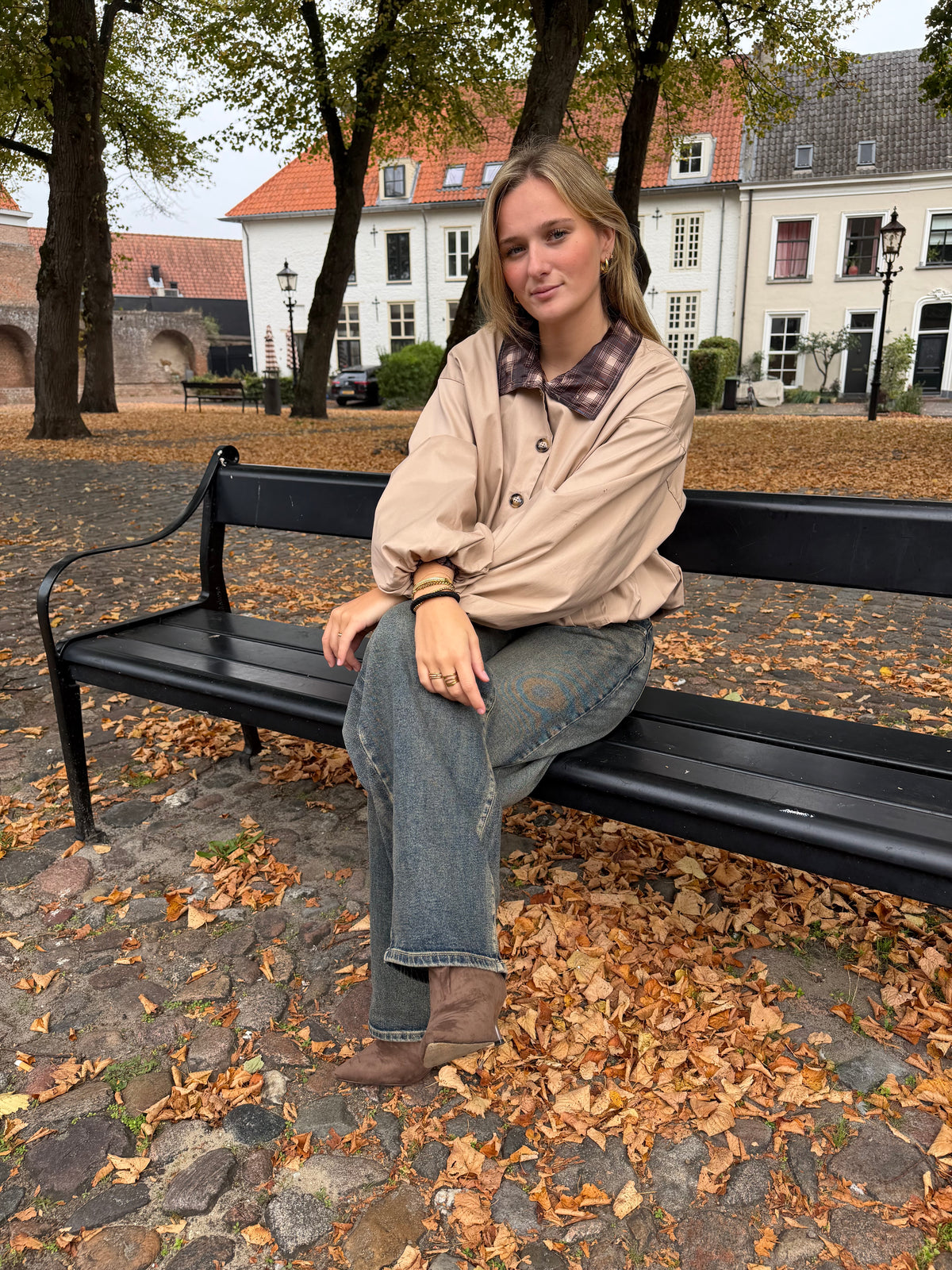 Jacket Siep Check Beige voor dames