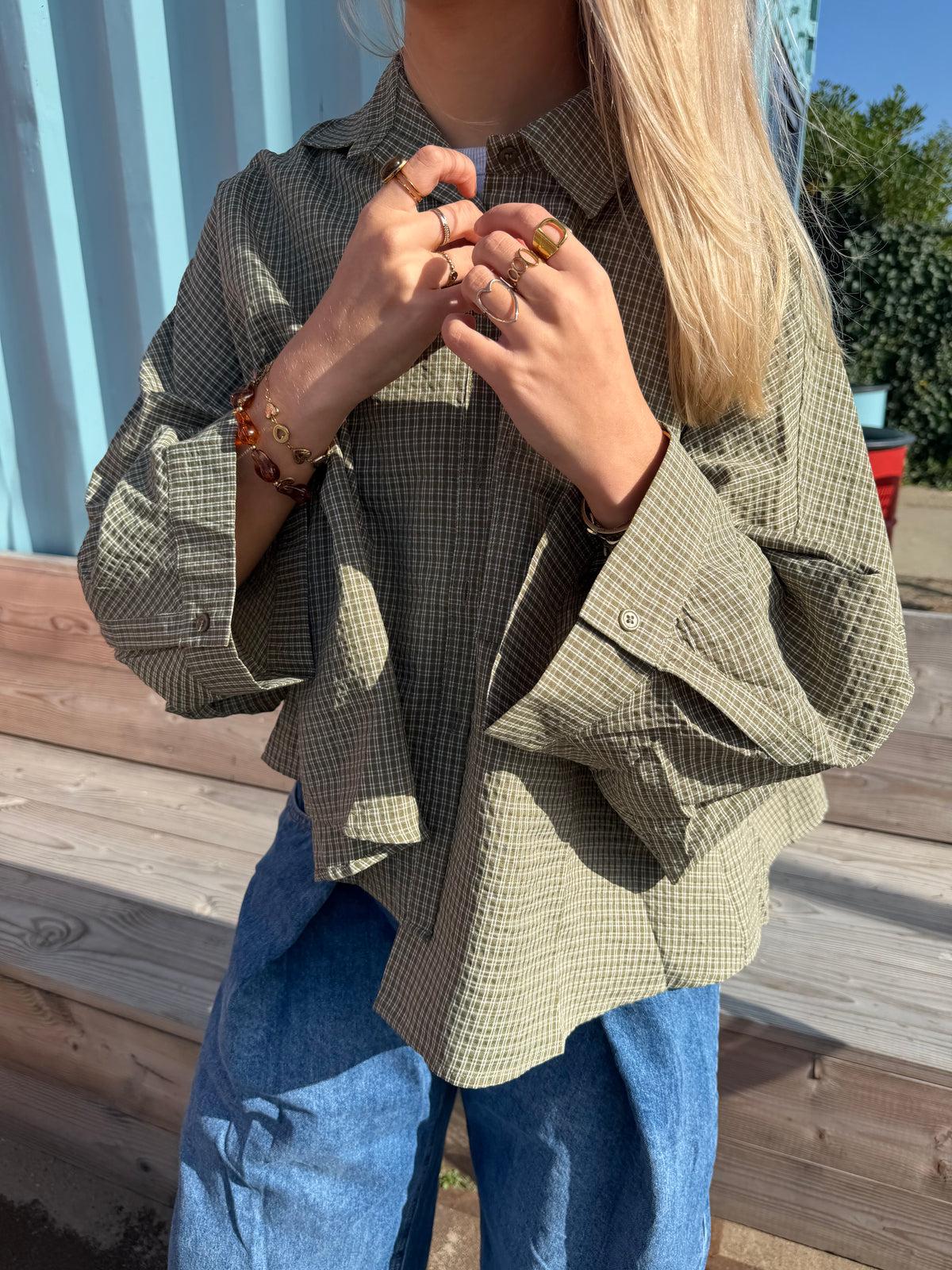 Blouse Sharon Check Green voor dames