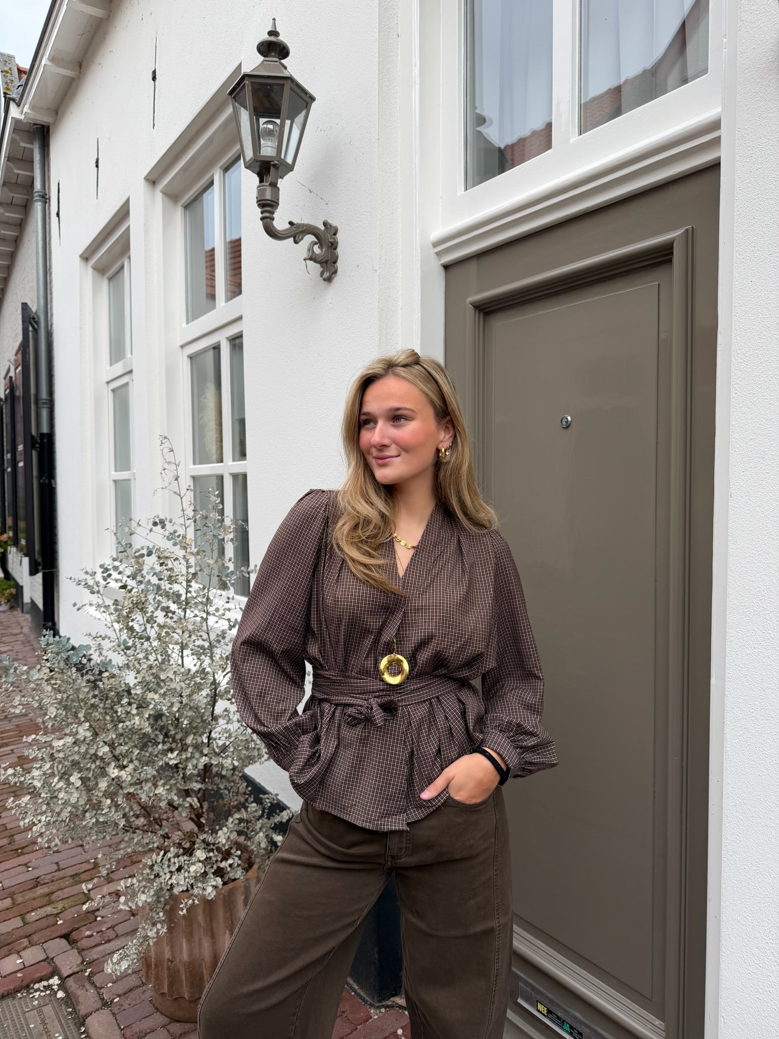 Blouse Jill Check Brown voor dames
