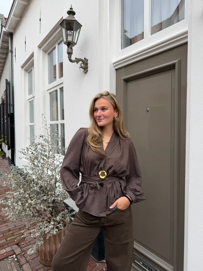 Blouse Jill Check Brown voor dames