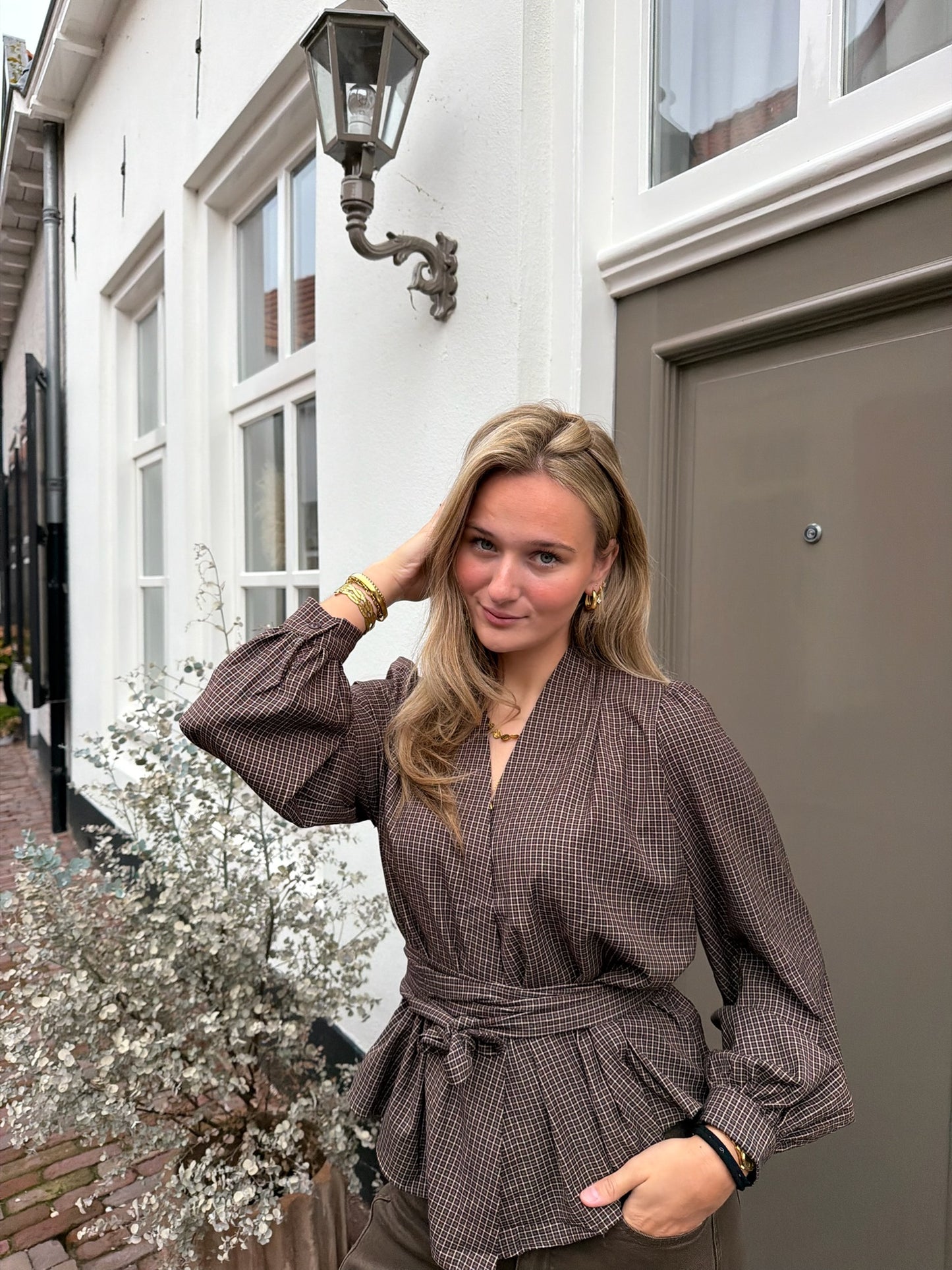 Blouse Jill Check Brown voor dames