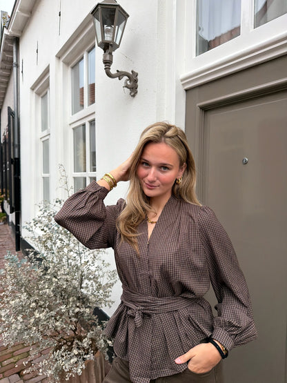 Blouse Jill Check Brown voor dames