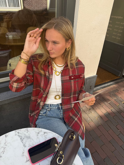 Blouse Iconic Check Bordeaux voor dames