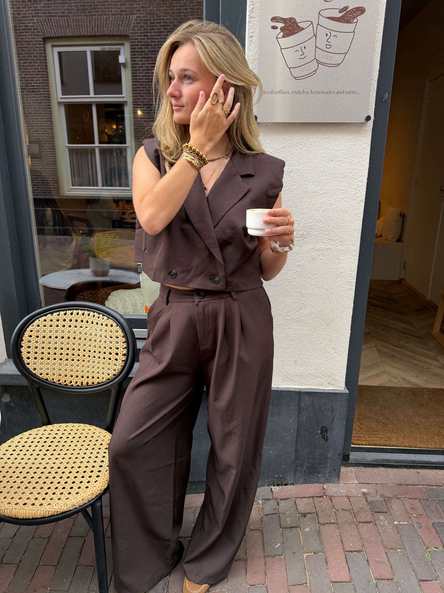Gilet Isabel Cropped Brown voor dames