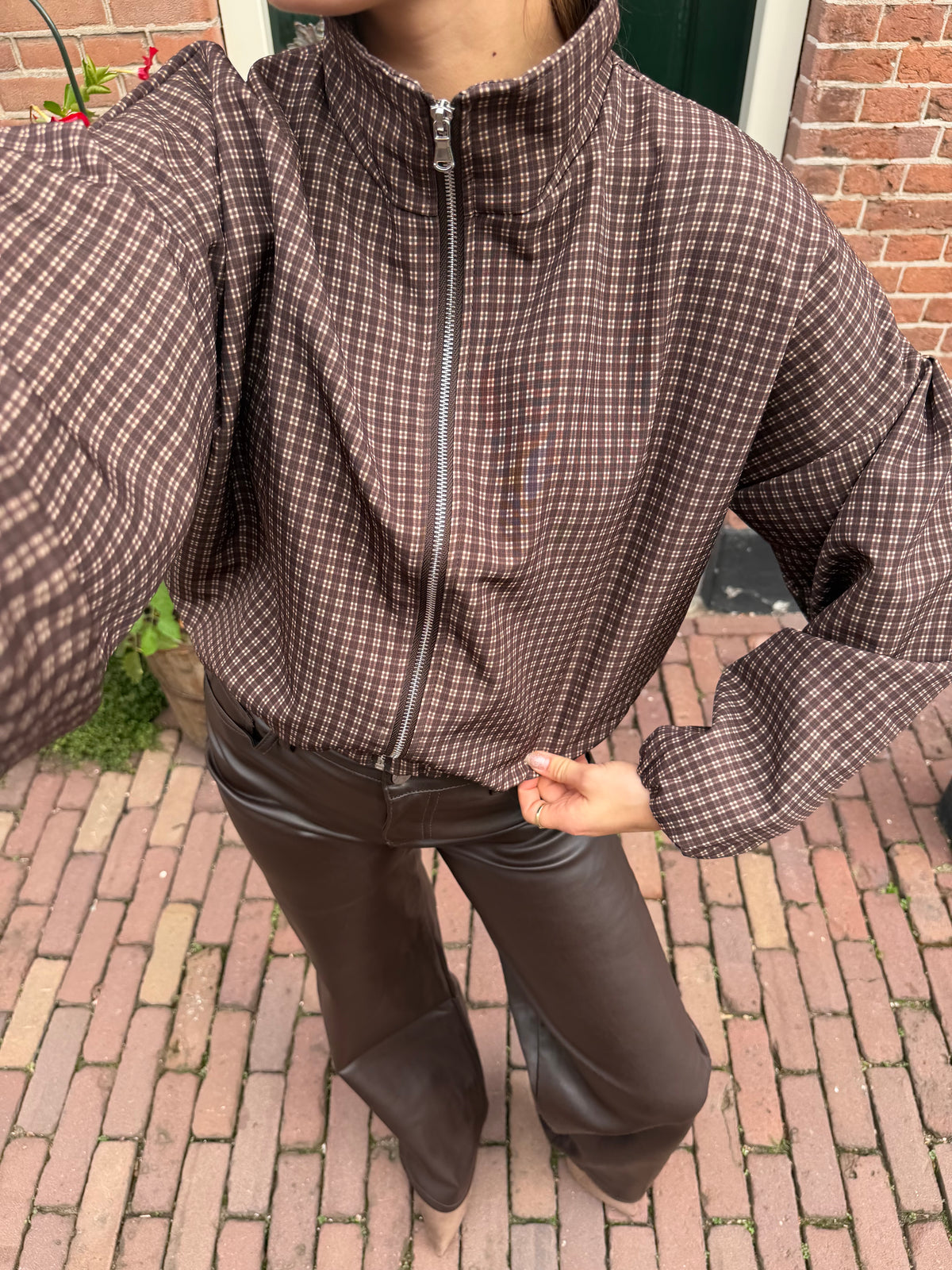 Jacket Julia Check Brown voor dames
