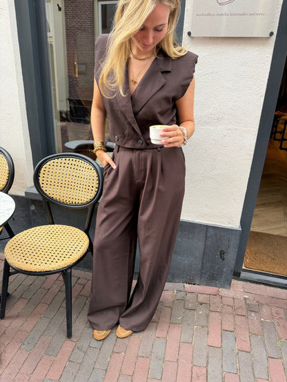 Pants Isabel Wide Leg Brown voor dames