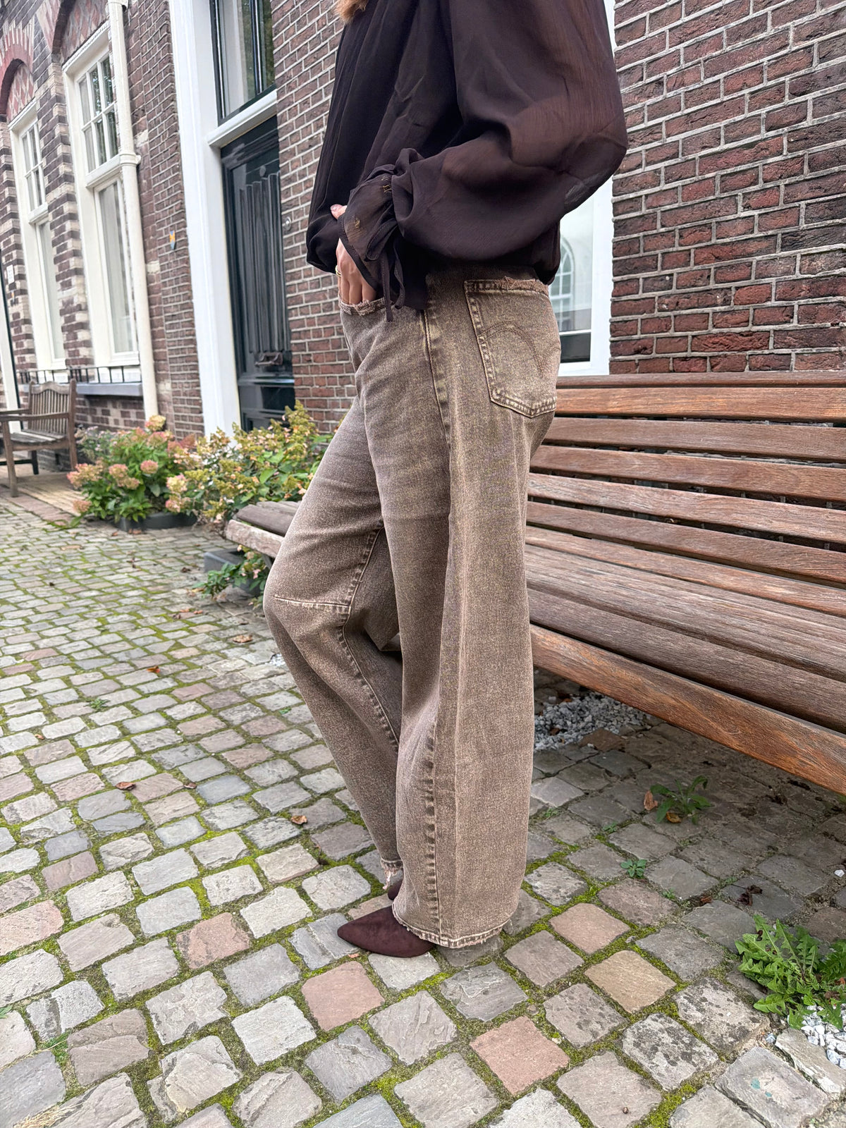 Jeans Elles Balloon Grey Brown voor dames