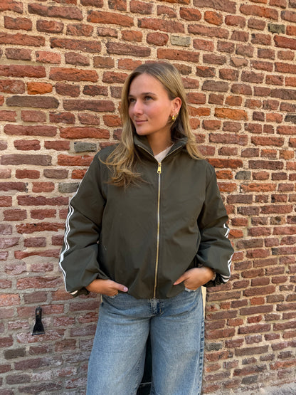 Jacket Indy Stripe Army Green voor dames