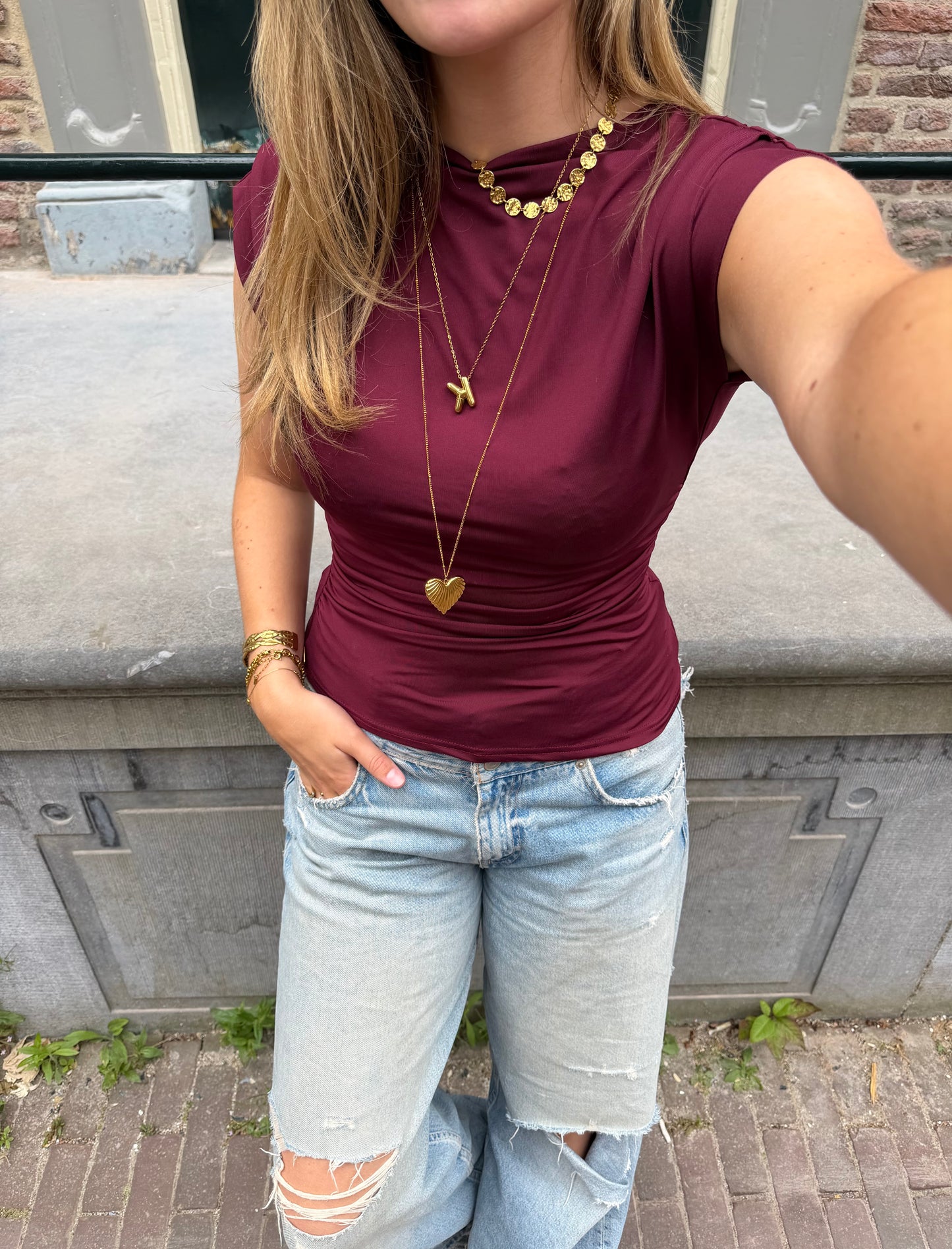 Top Shirly Bordeaux voor dames