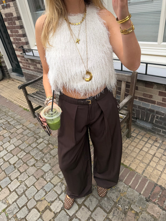Pants Nien Wide Leg Brown voor dames