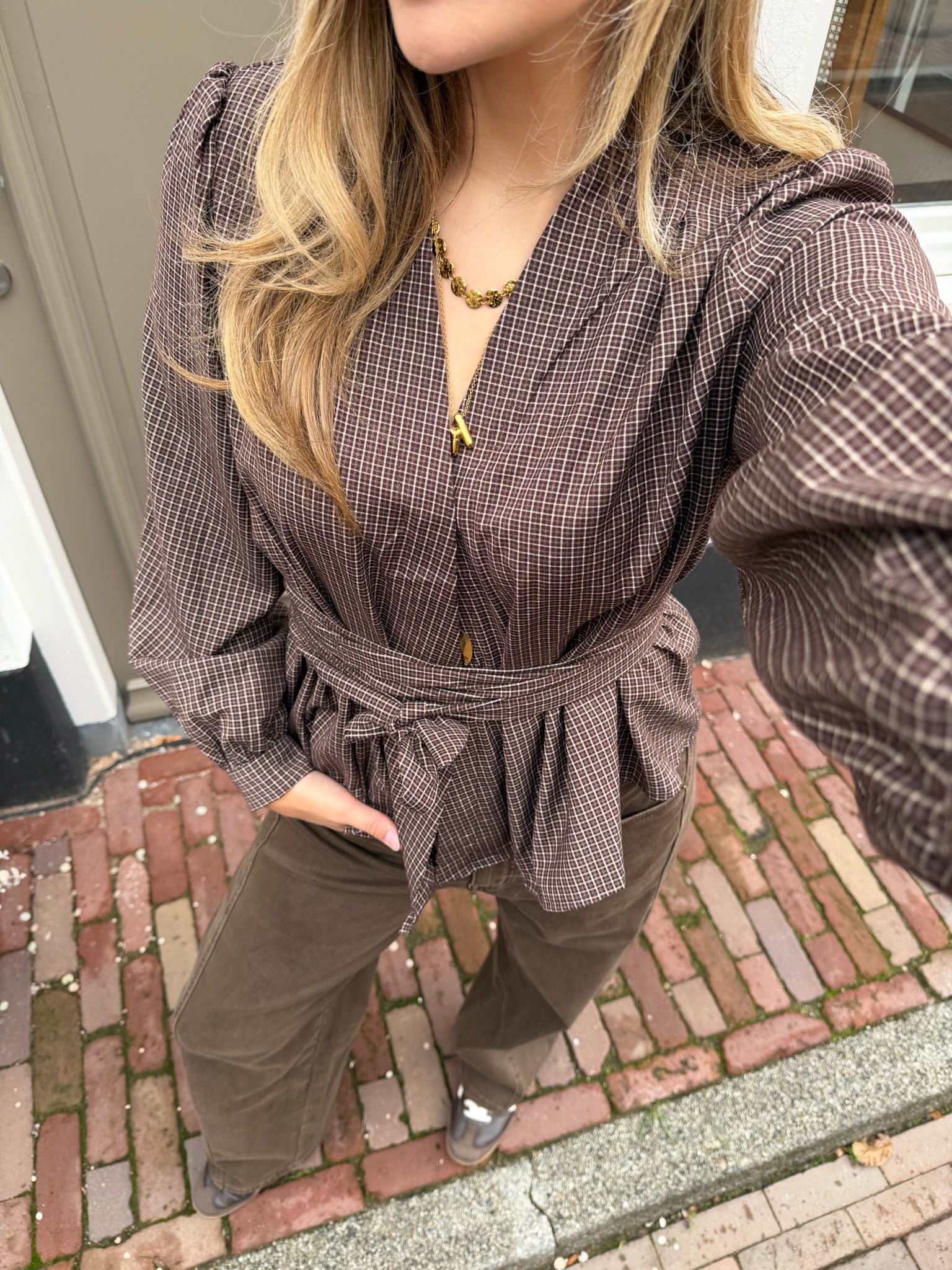 Blouse Jill Check Brown voor dames