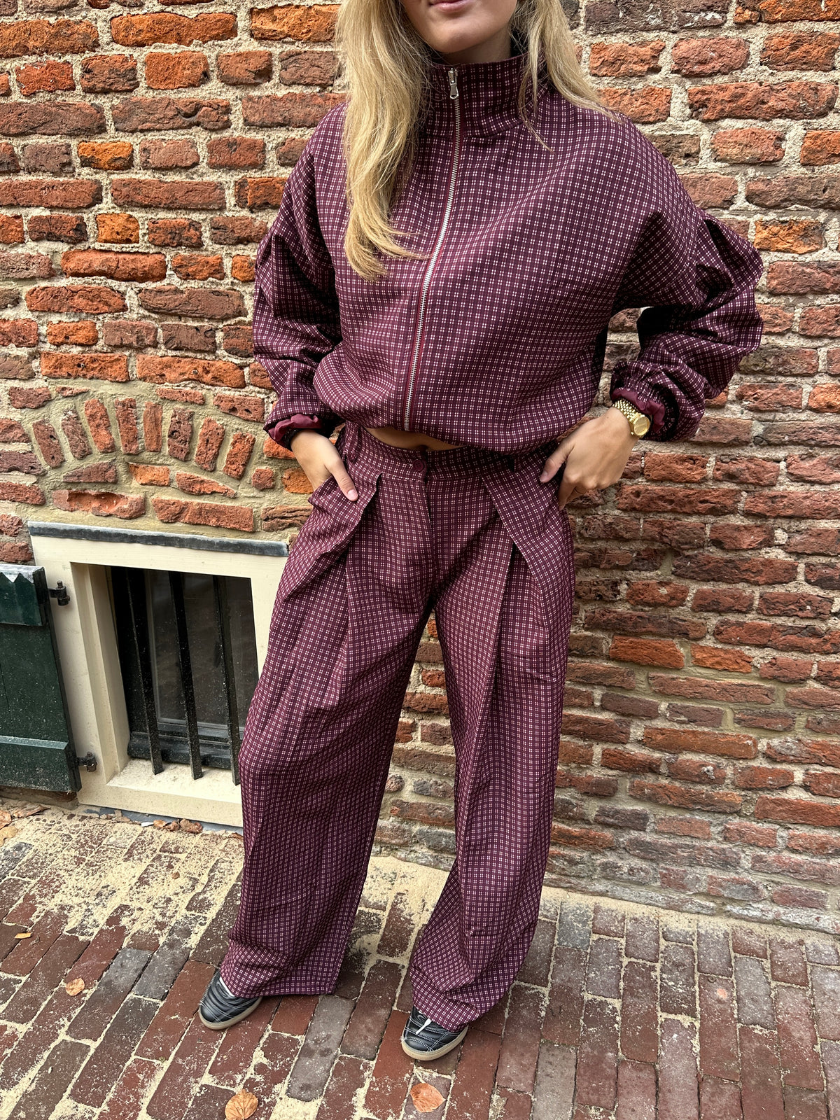 Jacket Julia Check Bordeaux voor dames
