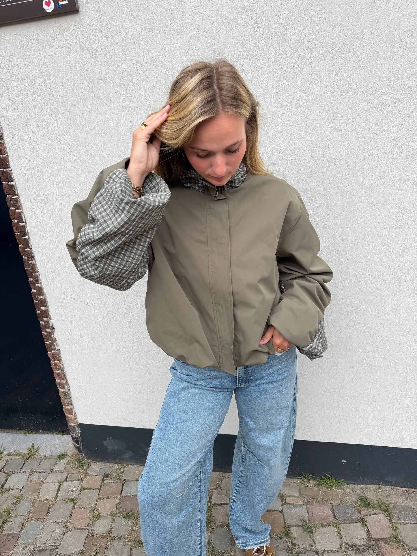 Jacket Wies Check Army Green voor dames