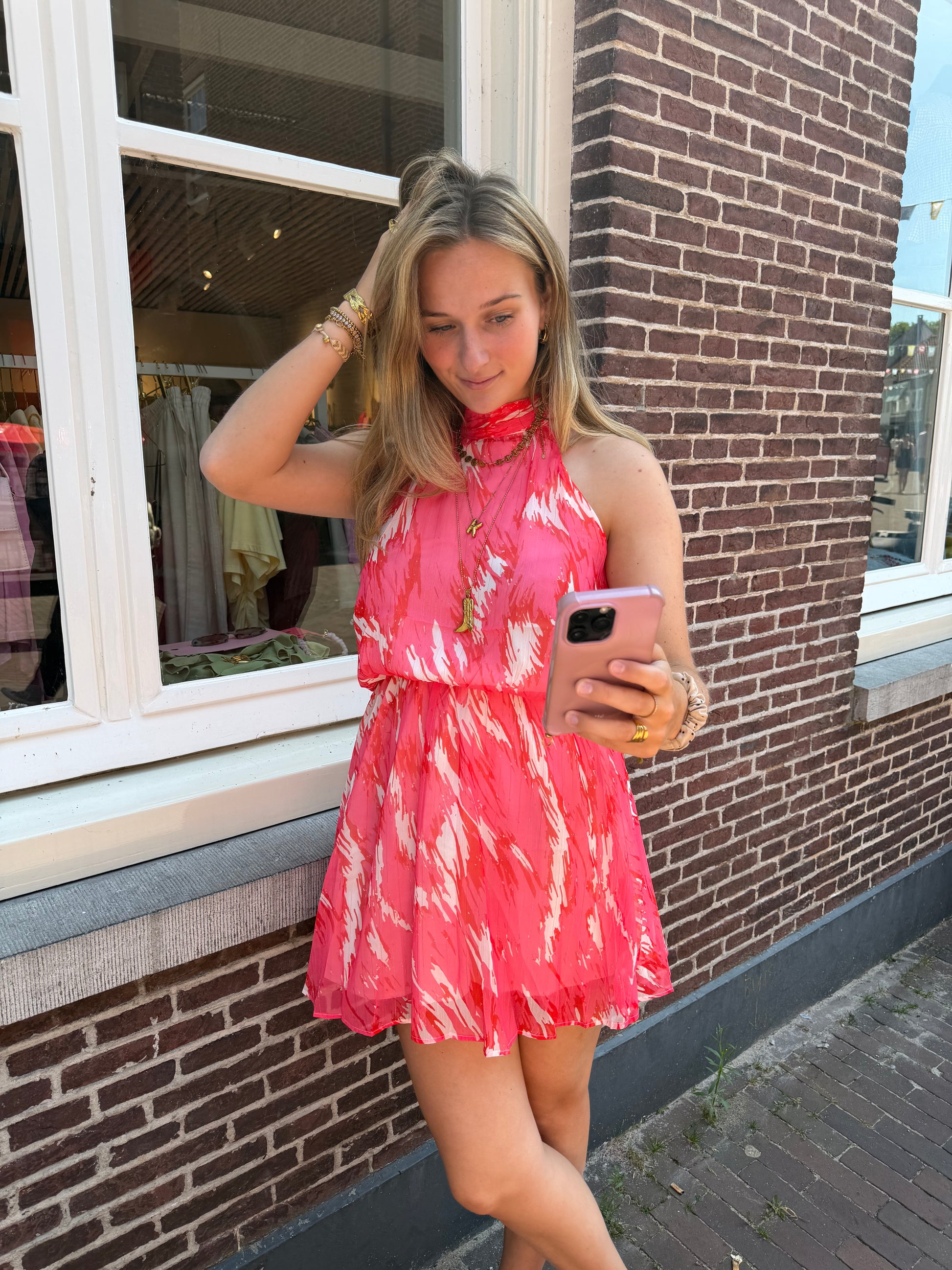 Dress Short Halter Pink voor dames
