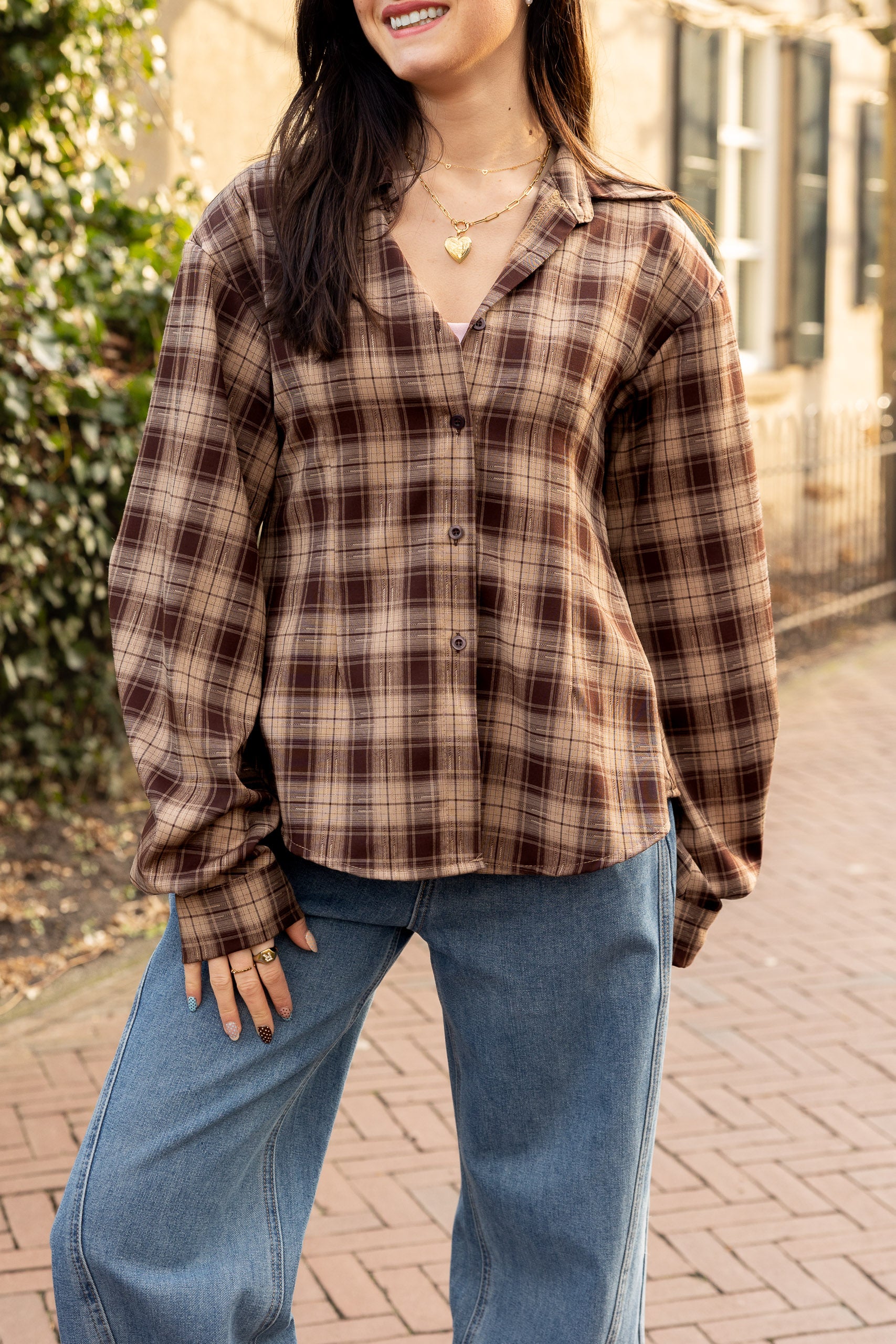 Blouse Carmen Bruin voor dames