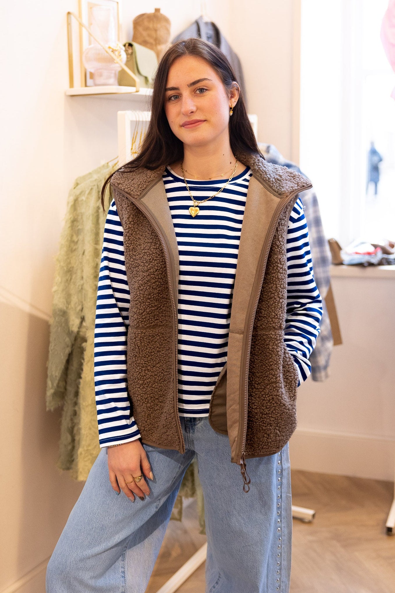 Gilet Teddy Taupe voor dames