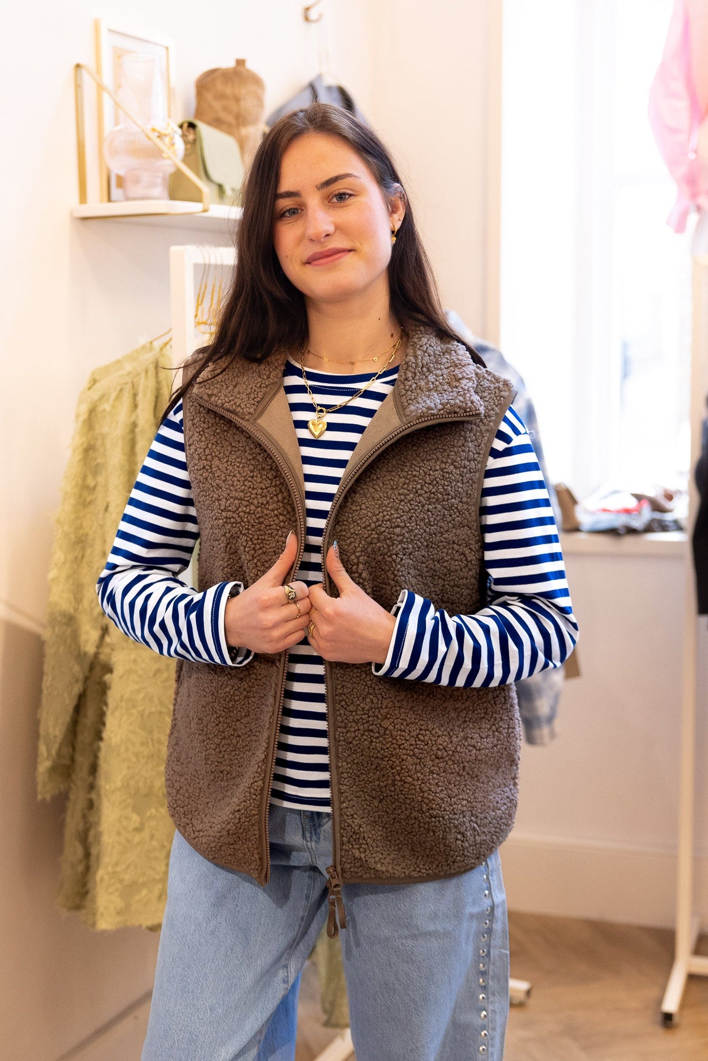 Gilet Teddy Taupe voor dames