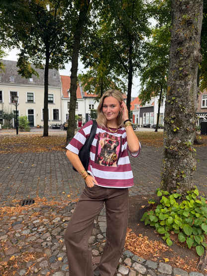 T-shirt Dog Bordeaux Lightgrey voor dames
