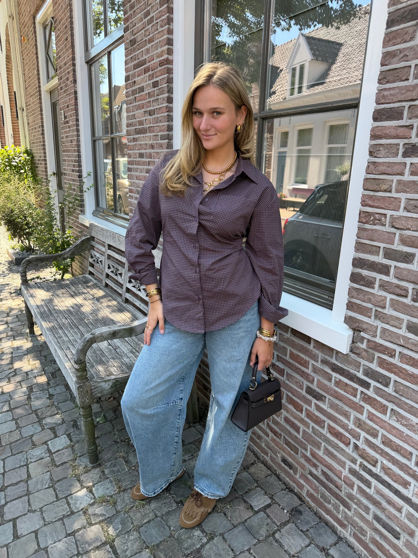 Blouse Bibi Check Brown voor dames