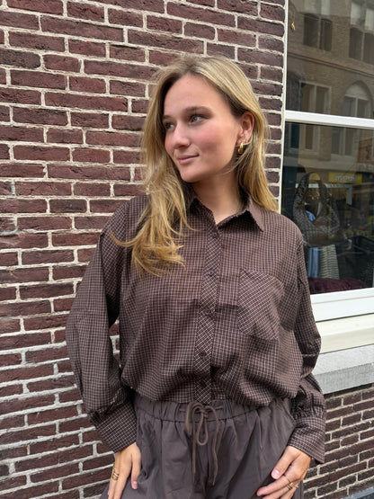 Blouse Feline Check Brown voor dames