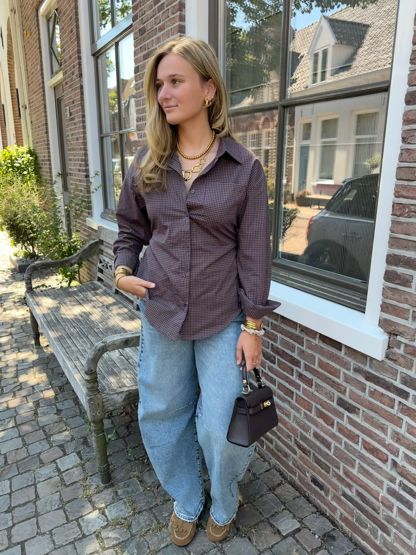 Blouse Bibi Check Brown voor dames