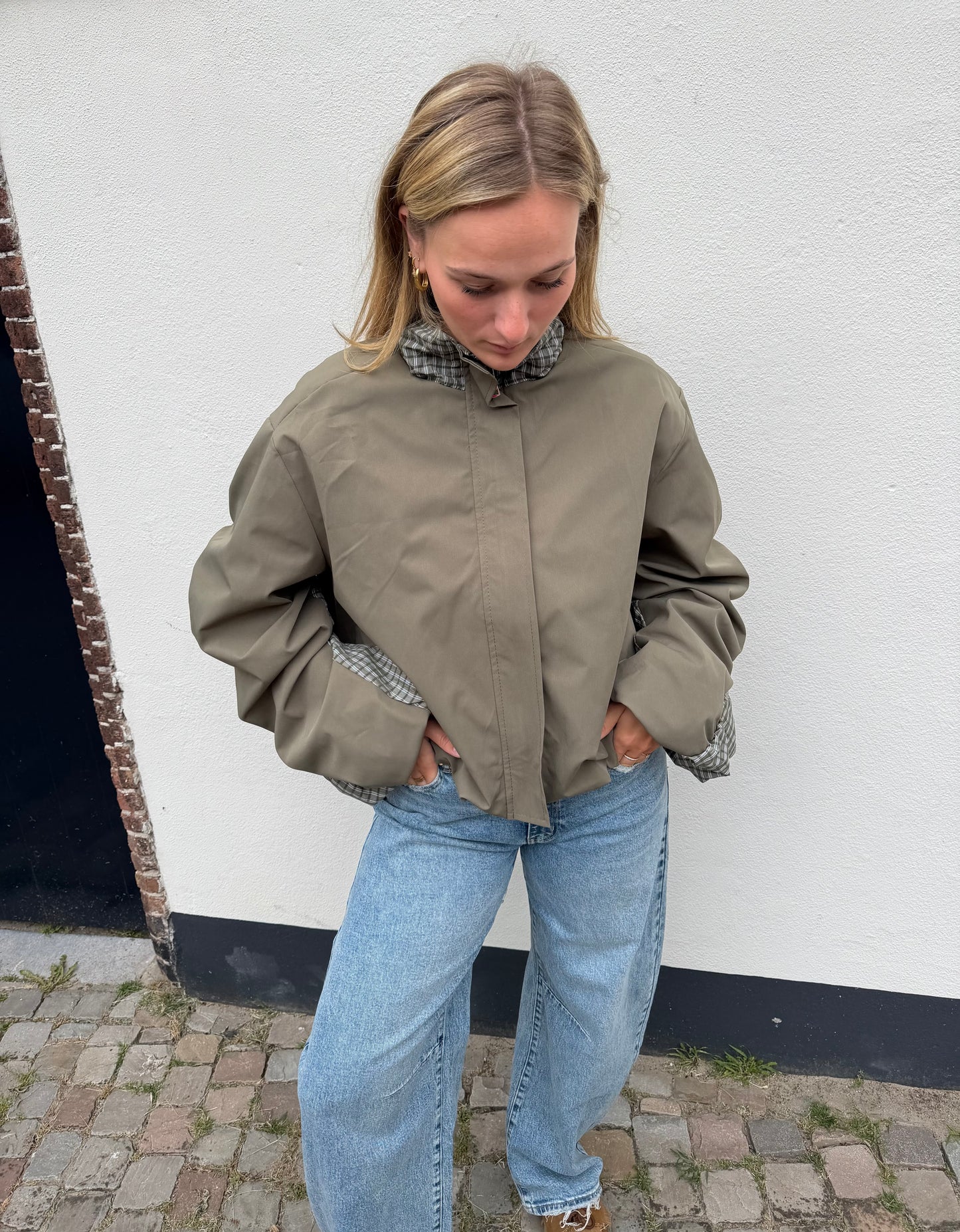 Jacket Wies Check Army Green voor dames