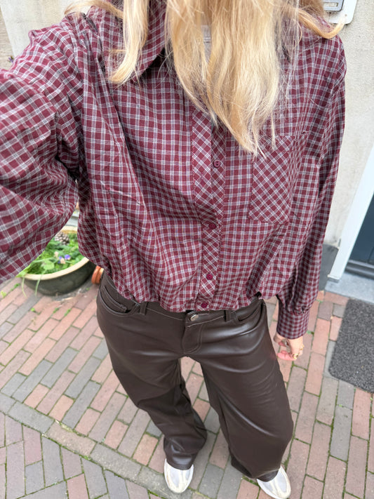 Blouse Noortje Check Bordeaux voor dames