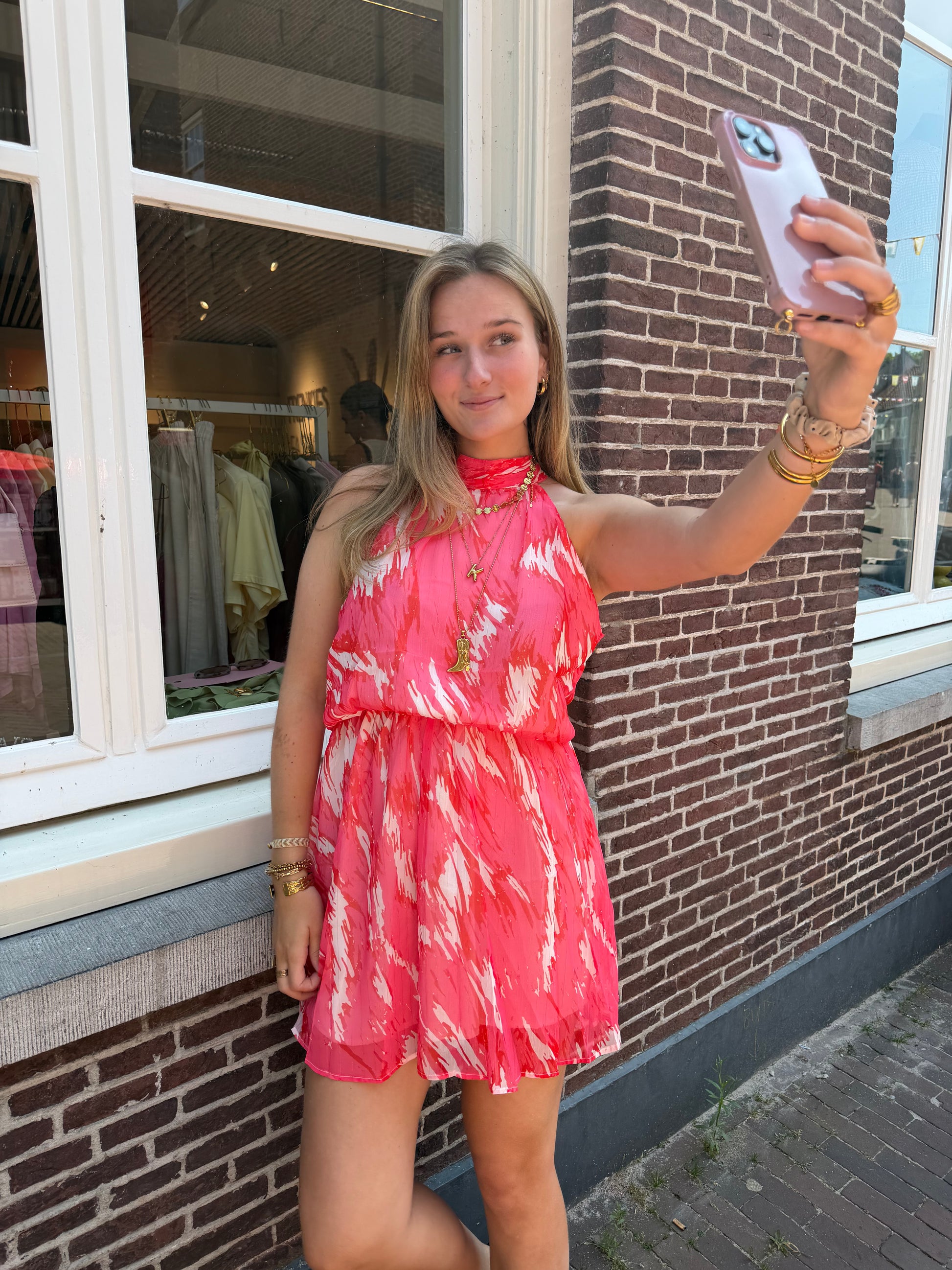 Dress Short Halter Pink voor dames