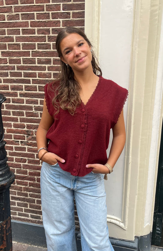 Top Maike Bordeaux voor dames
