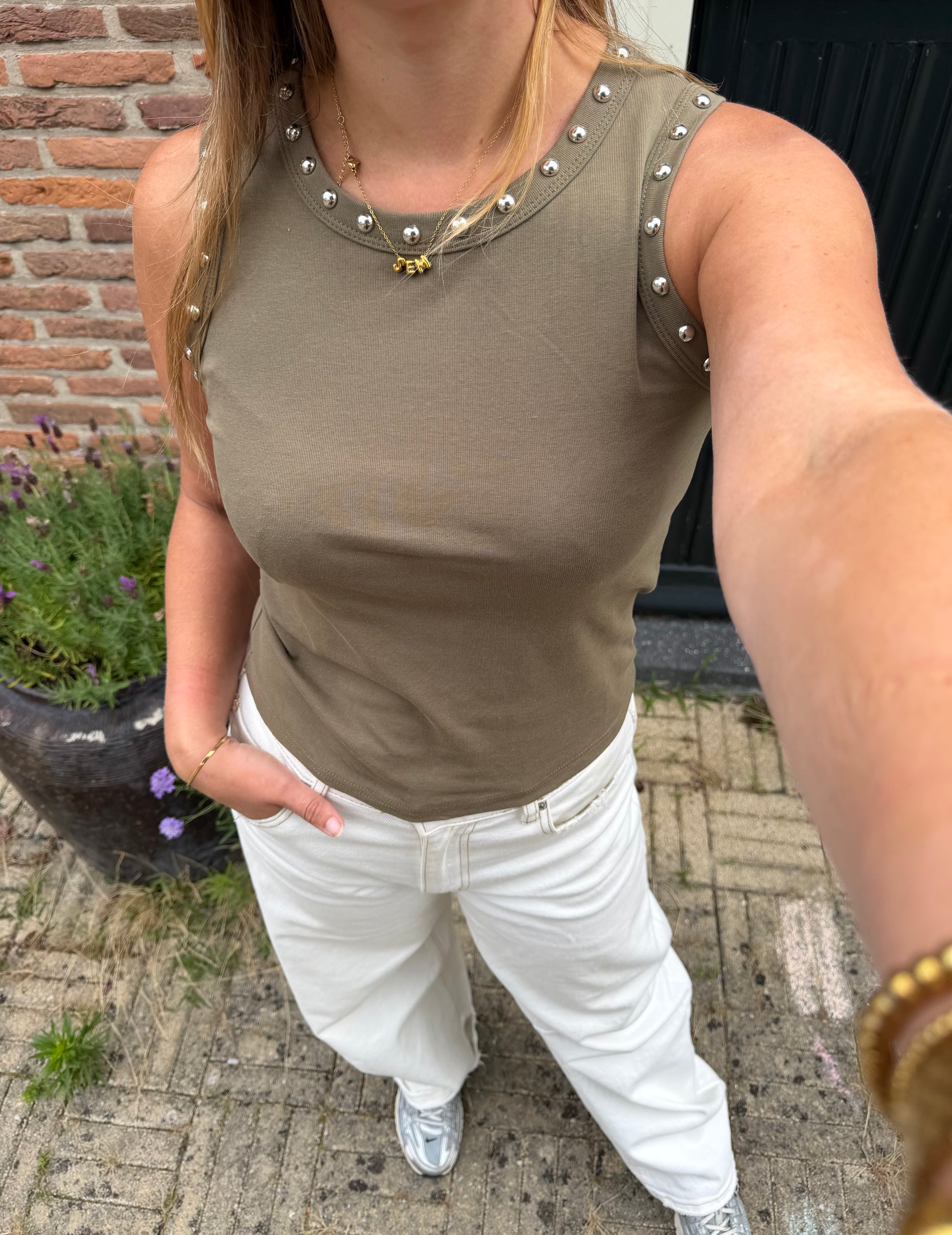 Top Studs Green voor dames