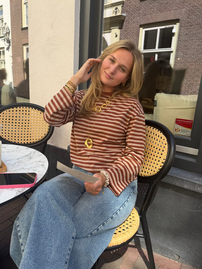 Longsleeve Stripes Caramel voor dames