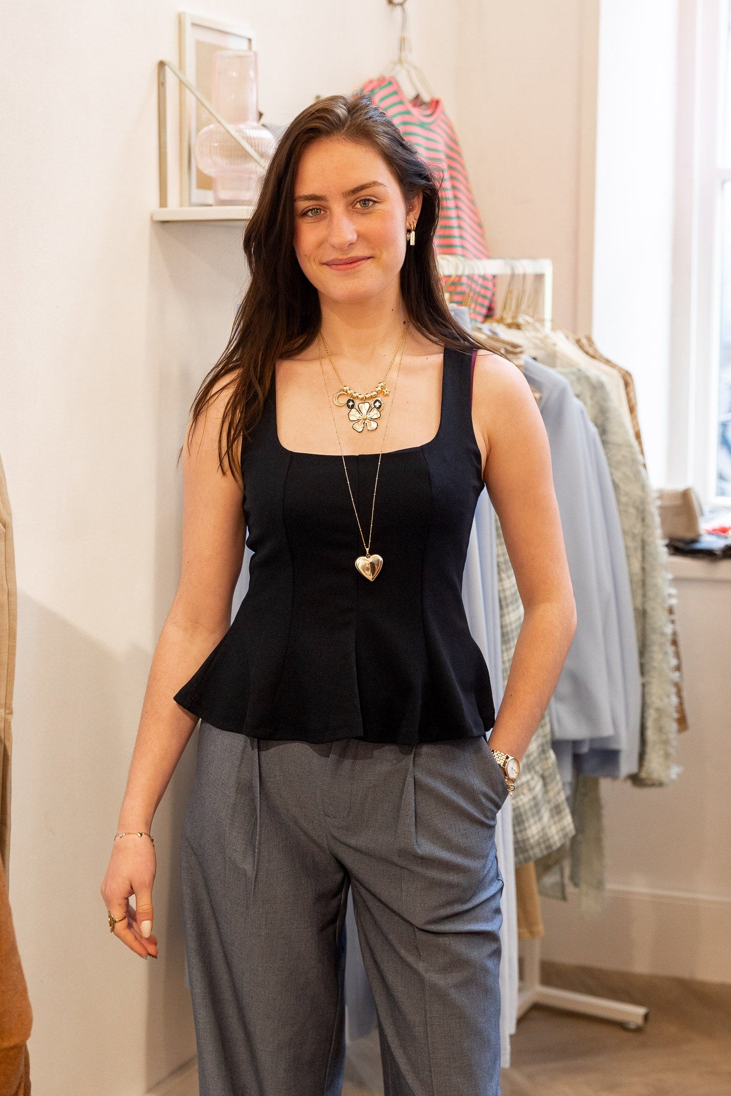 Top Peplum Zwart voor dames